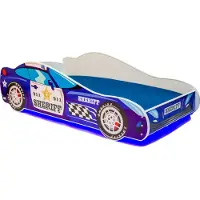 ADRK Furniture Lasten sänky LED Sheriff, 70x140 cm, sininen