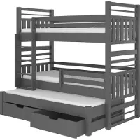 ADRK Furniture Lasten sänky Hippo 208 x 97 x 175 cm, tummanharmaa