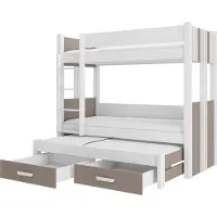 ADRK Furniture Kerrossänky Artema patjoineen, 90x200 cm, valkoinen/ruskea