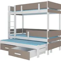ADRK Furniture Kerrossänky patjalla Furniture Etapo, 90x200 cm, valkoinen/ruskea