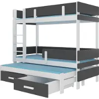 ADRK Furniture Kerrossänky Furniture Etapo 90x200 cm, valkoinen/harmaa
