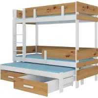 ADRK Furniture Kerrossänky Furniture Etapo 80x180 cm, valkoinen/ruskea