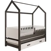 ADRK Furniture Lasten sänky Jaspis, 90x200 cm, ruskea/valkoinen