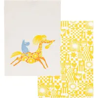 Arabia Muumi Juhlat keittiöpyyhkeet 50x70 cm, 2 kpl, keltainen
