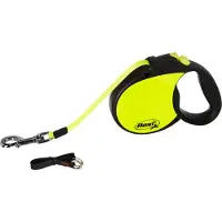 Flexi New Neon L, Koira, Sisäänvedettävä hihna, Musta, Keltainen, Nauha, 50 kg, Yksivärinen