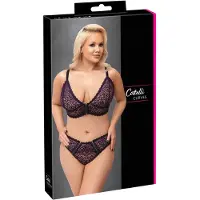 Cottelli Plus Size - läpikuultava kuvioitu rintaliivisetti (liila) - 2XL