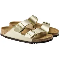 Birkenstock for woman. 1016110 Golden Leather Arizona Birko Flor Sandals (Regular Fit) (37), Flat, None, Casual