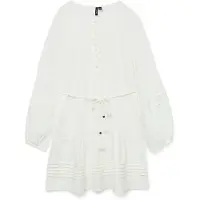 Vero Moda Vmolya Ls Short Dress Wvn Ga - White - XS