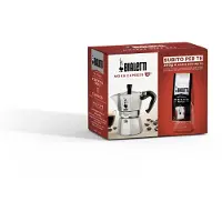 Bialetti Italiensk kaffebryggare + 1 kaffe Perfetto Moka Classico - - MOKA - 3 koppar - 0,30 L - Förpackning med 250 g - Silver