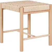 Ebuy24 Asta - Stool In Poplar With Natural Wicker Seat, Natural - 42X 42X 46.5CM
