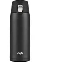 EMSA TRAVEL MUG light thermal mug 0.4 l in matte black with automatic flap, 100% leak-proof for takeaway coffee (N2151700)