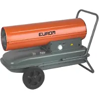 Eurom Polttoainelämmitin autotalliin, työpajaan ja teollisuustiloihin 37 kW 126000 BTU 600 m³/h 32 l, termostaatti, pyörät Fireball 37T 300840