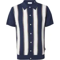 Lindbergh Knitted Polo Cardigan - Navy - S