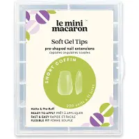 Le Mini Macaron Le Gel Soft Gel Tips Short Coffin, Matte & Per Buff Ef