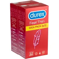 Durex Feel Thin - ohut kondomi - luonnollinen tunne - 2x12 kpl pakkaus