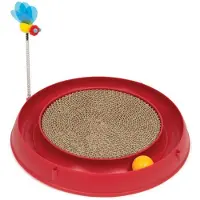 Catit Play-n-Scratch kissanlelu raapimisalustalla punainen