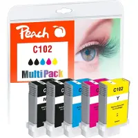Peach PI100-359, Perusvärintuotto, Musta, Syaani, Magenta, Keltainen, 130 ml, 130 ml, 5 kpl, Monipakkaus