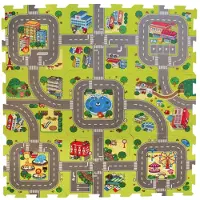 Magni Play Floor With Roads And City Made In Eva Foam, 9 Foam Tiles - Multi/patterned - ONE SIZE