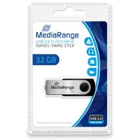 MediaRange MR911, 32 GB, USB Type-A / Micro-USB, 2.0, 13 MB/s, Taittuva, Musta, Hopea