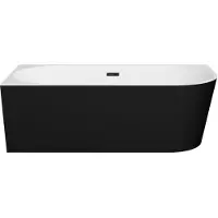 Besco Kylpyamme Zoya Black&White Matt, 170 x 80 cm, vasemmanpuoleinen, mustat yksityiskohdat