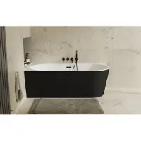 Besco Kylpyamme Zoya Black&White Matt, 150 x 75 cm, vasemmanpuoleinen, mustat yksityiskohdat