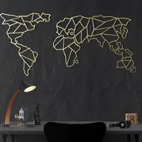 Hobby Hall Seinäkoriste World Map - Gold, 1 kpl.