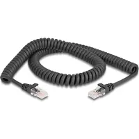 DeLOCK – RJ45 Coiled Cable male to male Cat.5e 2 m black (87993)
