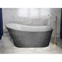 Besco Kylpyamme Calima Glam Graphite, 170 x 74 cm, valkoiset yksityiskohdat