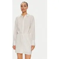 Gina Tricot Linen Blend Shirt Dress - White - S