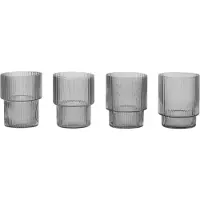 Ferm Living Ripple pienet lasit, 4 kpl, savunharmaa