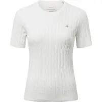 Gant for woman. 4800105 White stretch cotton cable-knit jumper (XXL), Casual, Classic, Short sleeve