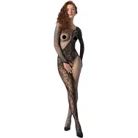 Passion BS107 - verkkobody kukkakuviolla - musta - S-L