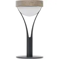 LES JARDINS Tyble LED-aurinkopöytävalaisin, musta / teak, 2700 K, 200 lm Tyble, himmennettävä, Musta, Alumiini, Moderni