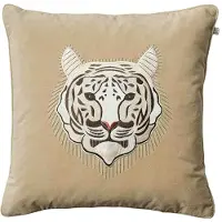 Chhatwal & Jonsson Kirjailtu tiikeri-tyynyliina 50x50 cm Beige