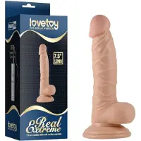Lovetoy Real Extreme - imukupilla varustettu, kiveksellinen G-piste-dildo - 19 cm (nude)
