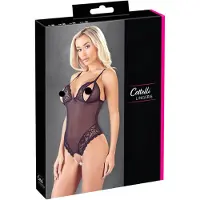 Cottelli - avoin pitsibody helmillä - musta - XL