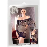 Mandy Mystery - Verkkoasu koristeilla ja tangalla, musta (S-L)