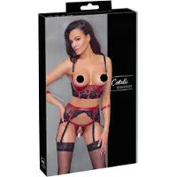 Cotelli collection Bondage Cottelli Bondage Puolikuppirintaliivisetti Kahleilla - Red - M