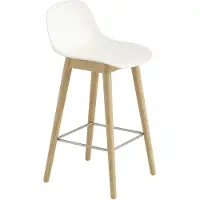 Muuto Fiber baarituoli matala Wood Base - 65 cm - Natural White