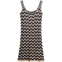 Superdry for woman. W8011846A Navy zigzag knit mini-dress (M), Casual, Viscose, Sleeveless / Straps
