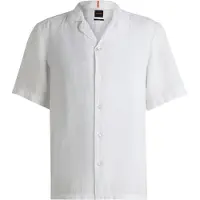 BOSS for man. 50546244 White Rayer Shirt (L), Casual, Linen, Short sleeve