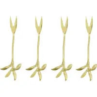 House Doctor Serve tarjoiluhaarukka 4-pack. Antiikkikultainen