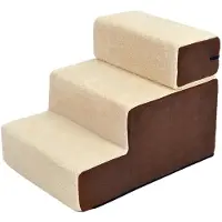 PawHut Pehmoiset koiran portaat 3 askelmaa beige 54x40x39cm