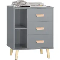 SoBuy FBT95-HG yöpöytä – 3 vetolaatikkoa
