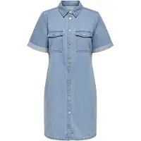 JDY Jdyesmee Ss Button Dress Dnm - Blue - XS