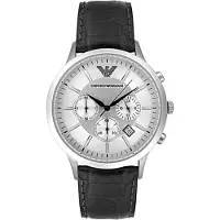 Emporio Armani Emporio Mens Classic Chronograph katsella musta nahkahihna AR2432