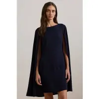 Ralph Lauren Cape Georgette Cocktail Dress - Navy - 32