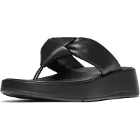 FitFlop F-Mode Knot Soft-Leather Flatform Toe-Post Sandals - Black - 36