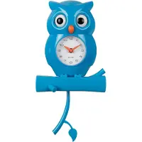 Karlsson Wall Clock Owl Pendulum Abs Bright Blue - Blue - H:37.5CM