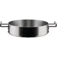 Alessi Low Pot With Two Handles In Multi-Layer Material In Mat Handles With Pvd Coating Induction - Silver - 33.5X24X6.5CM